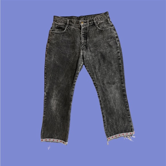 vintage embroidered jacquard mom jeans - Picture 4 of 4